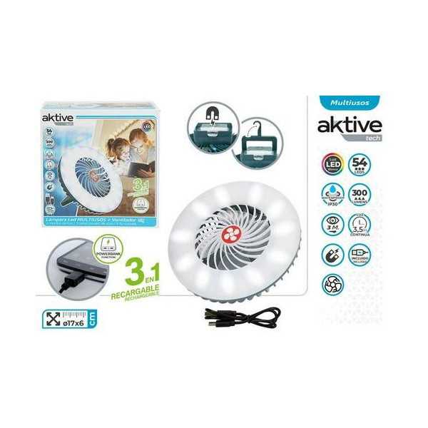 Lámpara LED Recargable con Ventilador y Cargador [LOTE DE 2 Unidades] COLOR BABY