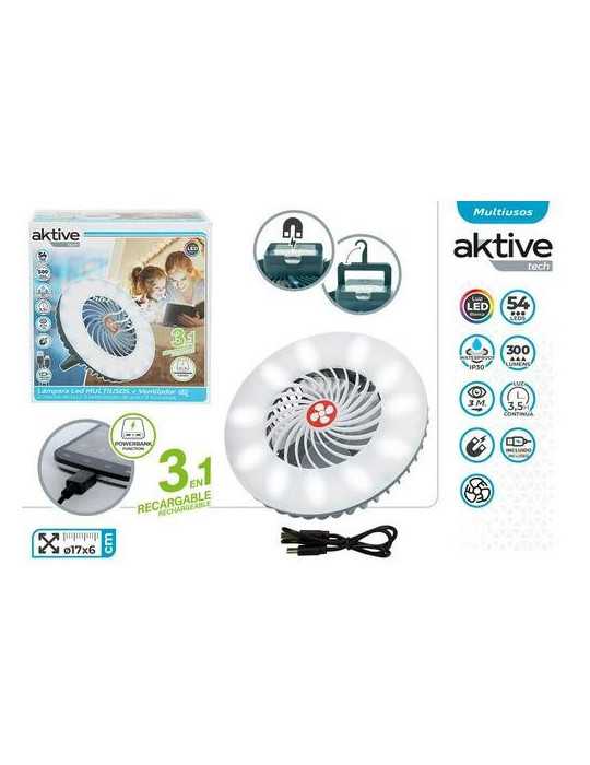 Lámpara LED Recargable con Ventilador y Cargador [LOTE DE 2 Unidades] COLOR BABY