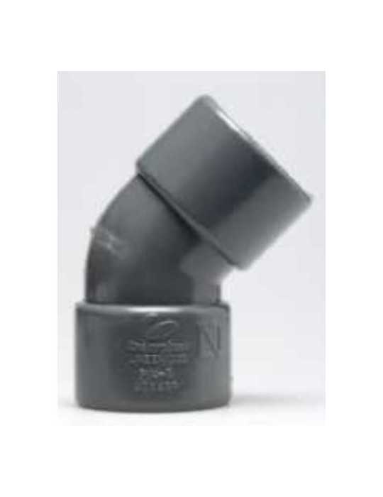 Enlace Codo 45 Hembra PVC Evacuación 40 mm [LOTE DE 46 Unidades] CREARPLAST