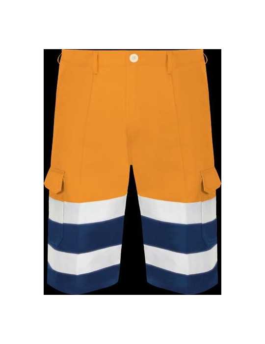 Bermuda Bicolor Naranja Alta Visibilidad Tergal L3000 Talla 42 [LOTE DE 2 Unidades] VESIN