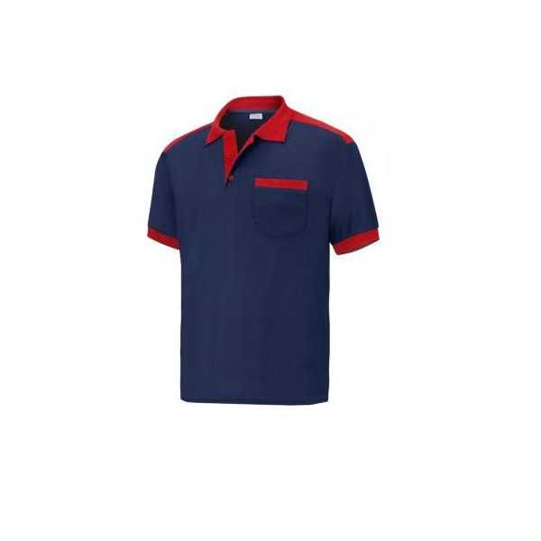 Polo Cargo con Bolsillo Manga Corta Azul/Rojo S [LOTE DE 4 Unidades] VESIN
