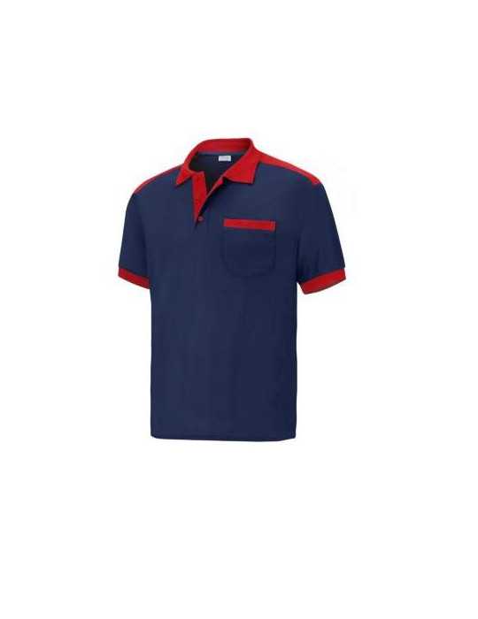Polo Cargo con Bolsillo Manga Corta Azul/Rojo 2XL [LOTE DE 4 Unidades] VESIN