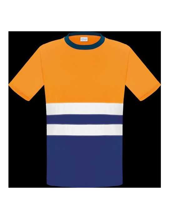 Camiseta Alta Visibilidad Bicolor Naranja Manga Corta L3000 L [LOTE DE 4 Unidades] VESIN
