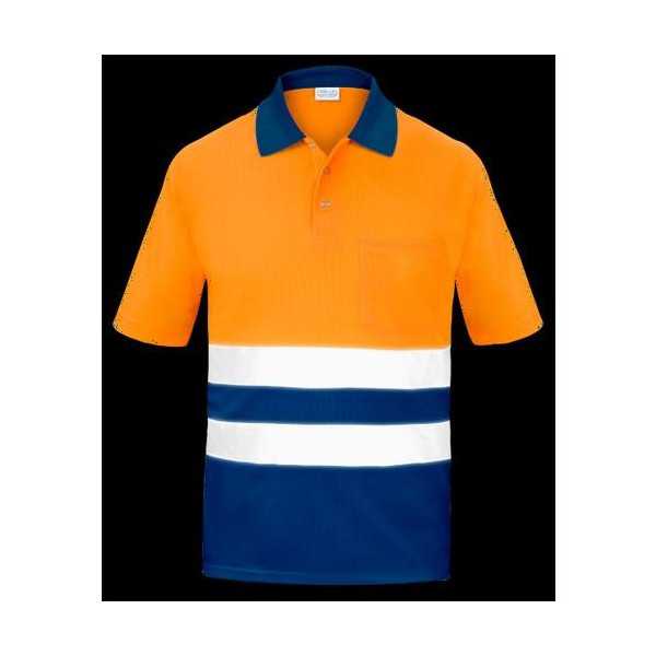 Polo Alta Visibilidad Bicolor Naranja Manga Corta Coolmax L3000 m [LOTE DE 4 Unidades] VESIN