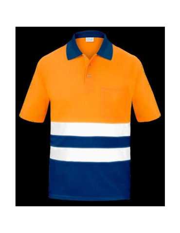 Polo Alta Visibilidad Bicolor Naranja Manga Corta Coolmax L3000 L [LOTE DE 4 Unidades] VESIN