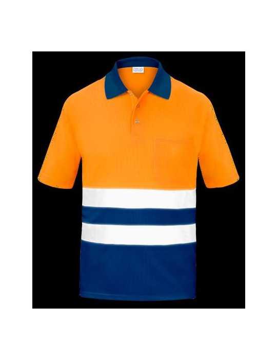 Polo Alta Visibilidad Bicolor Naranja Manga Corta Coolmax L3000 XXXL [LOTE DE 4 Unidades] VESIN