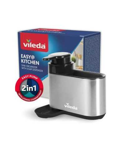 Organizador Dispensador Jabón Fregadero Acero Inoxidable [LOTE DE 2 Unidades] VILEDA