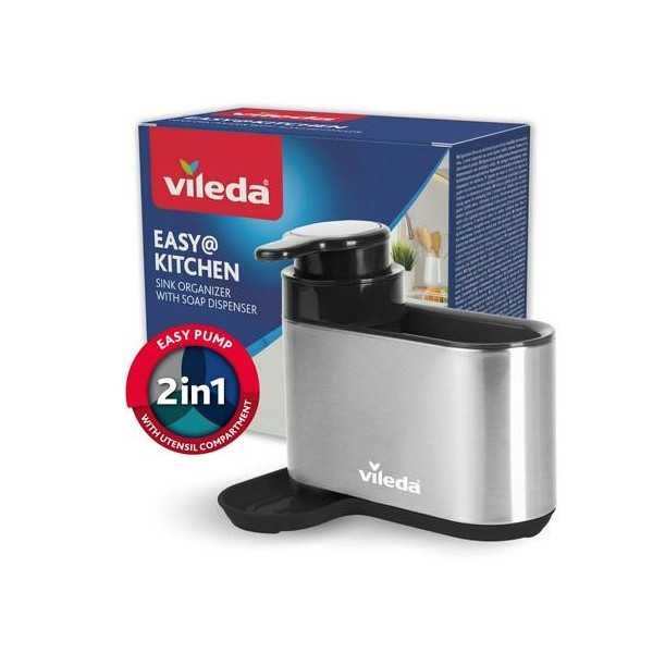 Organizador Dispensador Jabón Fregadero Acero Inoxidable [LOTE DE 2 Unidades] VILEDA