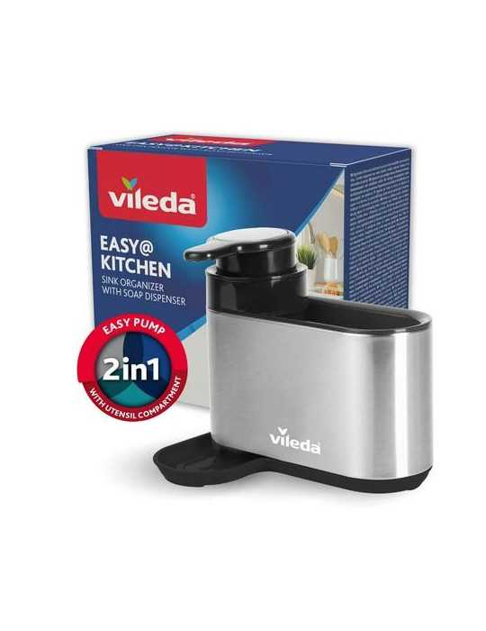 Organizador Dispensador Jabón Fregadero Acero Inoxidable [LOTE DE 2 Unidades] VILEDA