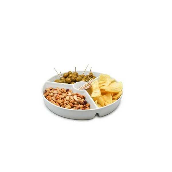 Plato Porcelana Aperitivos 3 Divisiones Fih 333 [LOTE DE 4 Unidades] VIN BOUQUET