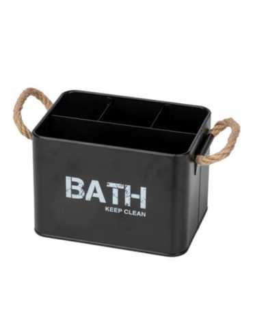 Cesta de Baño con Compartimentos Gara Negro 24328 [LOTE DE 2 Unidades] WENKO