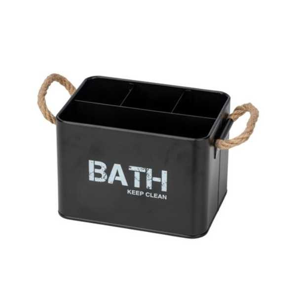 Cesta de Baño con Compartimentos Gara Negro 24328 [LOTE DE 2 Unidades] WENKO