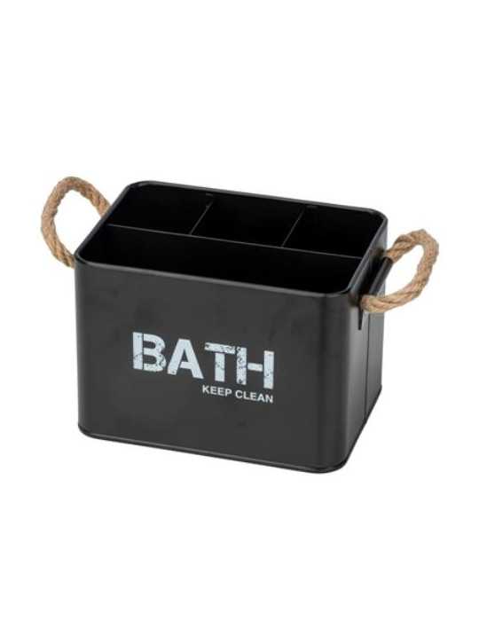 Cesta de Baño con Compartimentos Gara Negro 24328 [LOTE DE 2 Unidades] WENKO