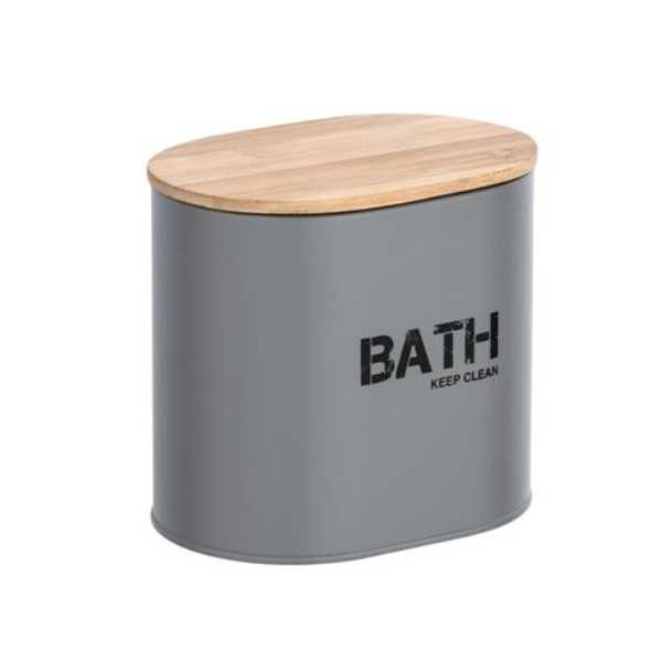 Cesta de Baño con Tapa Gara Gris 23701 [LOTE DE 4 Unidades] WENKO
