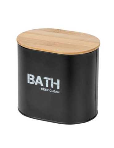 Cesta de Baño con Tapa Gara Negro 24327 [LOTE DE 4 Unidades] WENKO