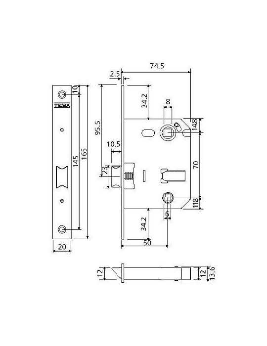 Picaporte Unificado 134U/50 Acero Esmaltado [LOTE DE 4 Unidades] YALE