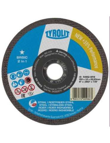 Disco Corte Basic Acero/Inoxidable 41C 115X1X22.23 A60Q [LOTE DE 26 Unidades] TYROLIT