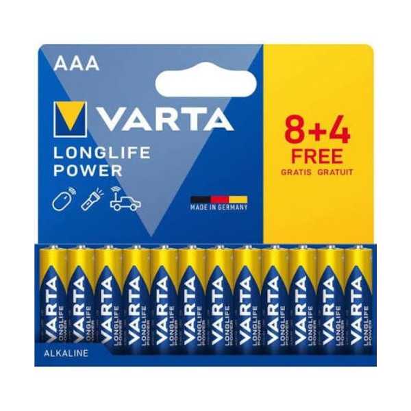 Pila Alcalina Longlife Power LR03 Aaa (BL. 8+4) [LOTE DE 6 Unidades] VARTA