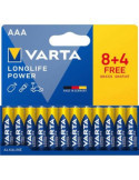 Pila Alcalina Longlife Power LR03 Aaa (BL. 8+4) [LOTE DE 6 Unidades] VARTA
