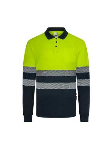 Polo Gris Bicolor Manga Larga Alta Visibil Azul/Amar Talla XL [LOTE DE 2 Unidades] VELILLA