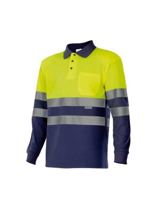 Polo Bicolor Alta Visibilidad Manga Larga 175 70 Talla L [LOTE DE 2 Unidades] VELILLA