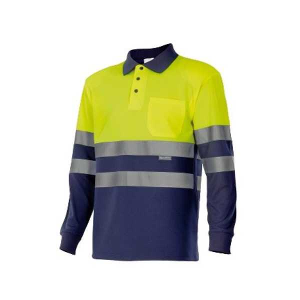 Polo Bicolor Alta Visibilidad Manga Larga 175 70 Talla 2XL [LOTE DE 2 Unidades] VELILLA
