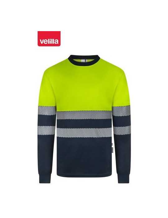 Camiseta Alta Visibilidad Ml Navy/Amarillo Fluor L [LOTE DE 2 Unidades] VELILLA