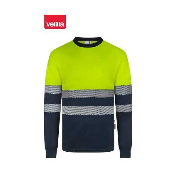 Camiseta Alta Visib Ml Navy/Amarillo Fluor 2XL [LOTE DE 2 Unidades] VELILLA