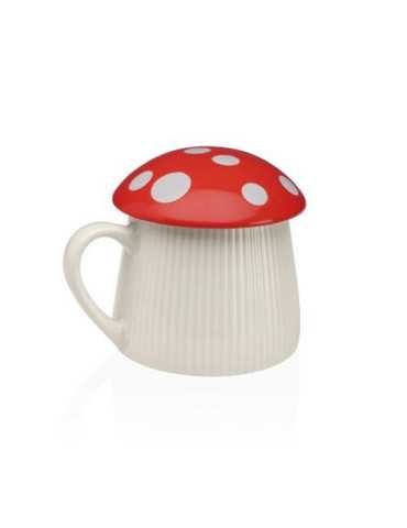 Taza con Tapa Seta Roja Porcelana 39ML 22860002 [LOTE DE 4 Unidades] VERSA