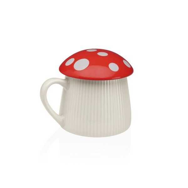 Taza con Tapa Seta Roja Porcelana 39ML 22860002 [LOTE DE 4 Unidades] VERSA