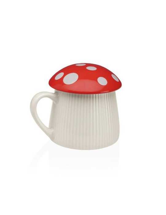 Taza con Tapa Seta Roja Porcelana 39ML 22860002 [LOTE DE 4 Unidades] VERSA