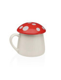 Taza con Tapa Seta Roja Porcelana 39ML 22860002 [LOTE DE 4 Unidades] VERSA