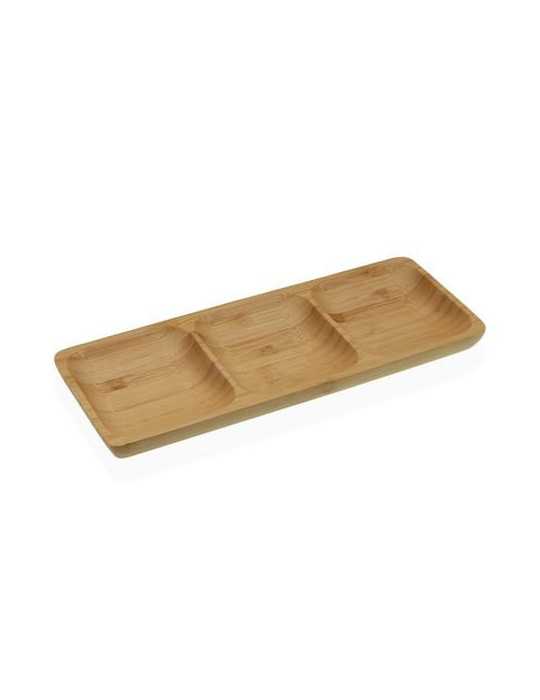 Fuente 3 Compartimentos Bambú 26X10X2CM 19910304 [LOTE DE 6 Unidades] VERSA