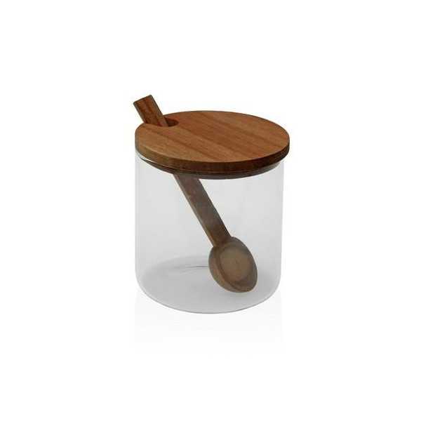 Tarro con Tapa Madera Acacia 300ML con Cuchara [LOTE DE 10 Unidades] VERSA
