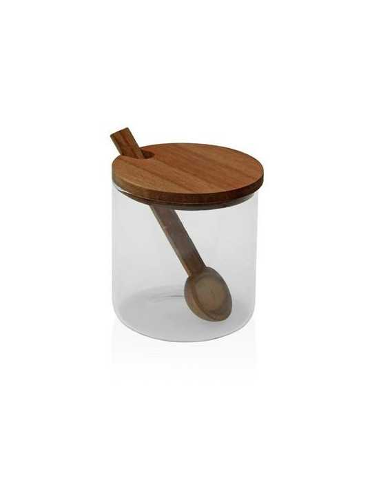 Tarro con Tapa Madera Acacia 300ML con Cuchara [LOTE DE 10 Unidades] VERSA