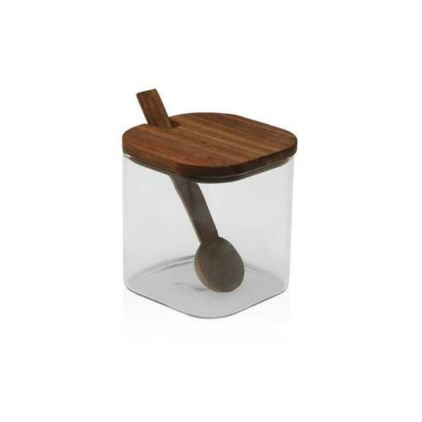 Tarro con Tapa Madera Acacia 370ML con Cuchara [LOTE DE 8 Unidades] VERSA