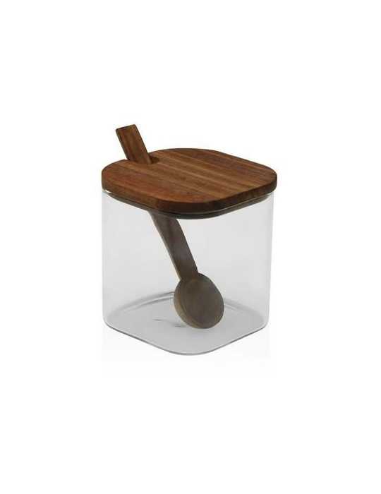 Tarro con Tapa Madera Acacia 370ML con Cuchara [LOTE DE 8 Unidades] VERSA