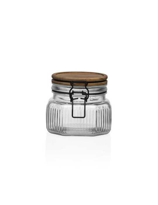 Tarro con Tapa Madera Acacia 600ML Vidrio [LOTE DE 8 Unidades] VERSA