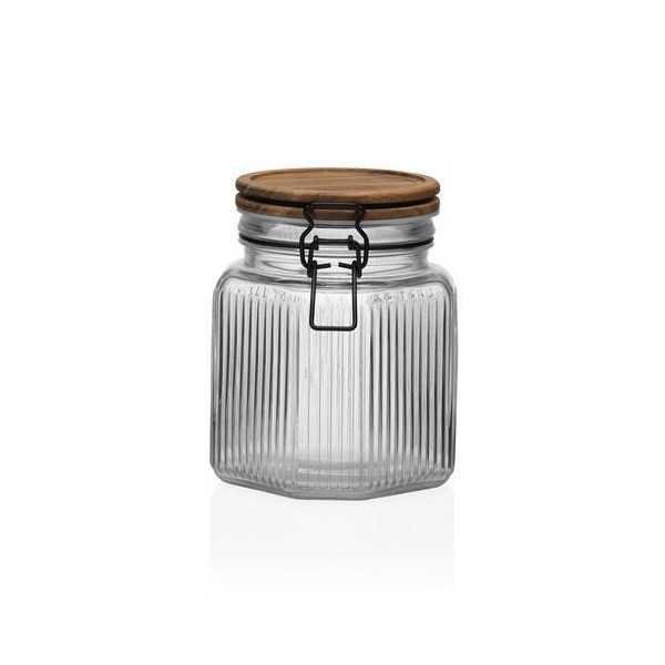 Tarro con Tapa Madera Acacia 1.000ML Vidrio [LOTE DE 6 Unidades] VERSA