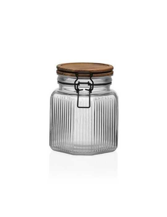 Tarro con Tapa Madera Acacia 1.000ML Vidrio [LOTE DE 6 Unidades] VERSA