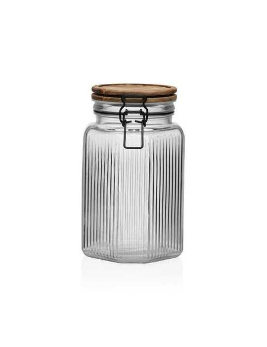 Tarro con Tapa Madera Acacia 1.500ML Vidrio [LOTE DE 6 Unidades] VERSA