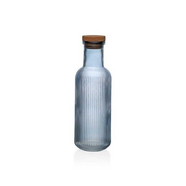 Botella Azul Rayas 1000ML 8.7X8.7X27.8CM 22500038 [LOTE DE 8 Unidades] VERSA