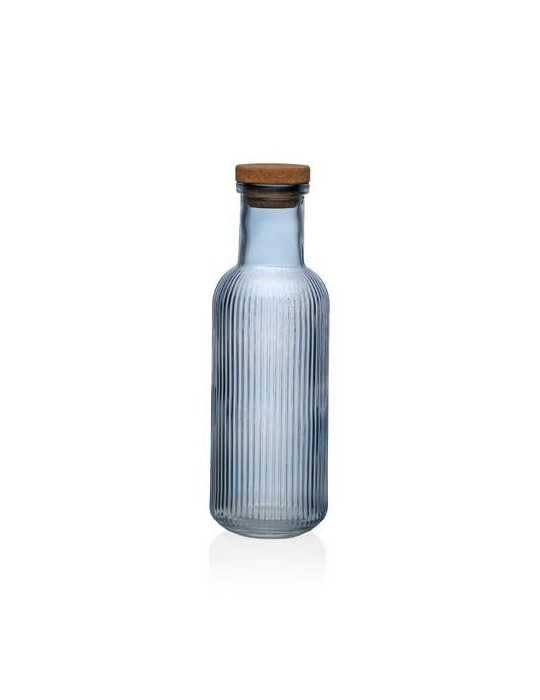 Botella Azul Rayas 1000ML 8.7X8.7X27.8CM 22500038 [LOTE DE 8 Unidades] VERSA