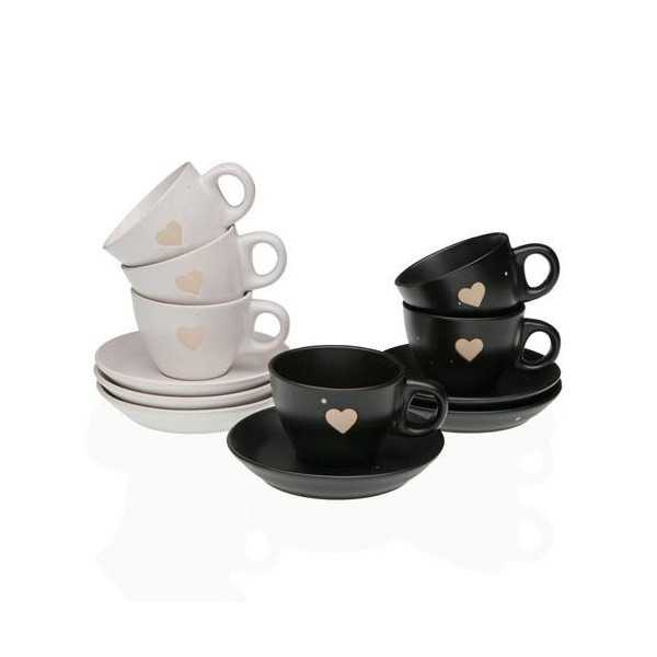 Set 6 Tazas Cafe con Plato Ellis Surtido Corazon [LOTE DE 2 Unidades] VERSA