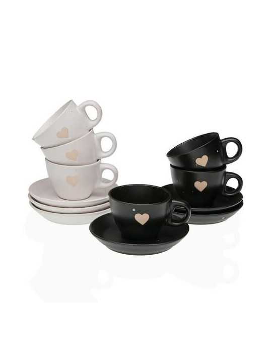 Set 6 Tazas Cafe con Plato Ellis Surtido Corazon [LOTE DE 2 Unidades] VERSA