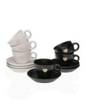 Set 6 Tazas Cafe con Plato Ellis Surtido Corazon [LOTE DE 2 Unidades] VERSA