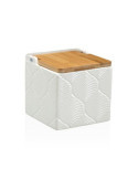 Salero Cuadrado Blanco Hojas 11X11X11CM 22110131 [LOTE DE 6 Unidades] VERSA