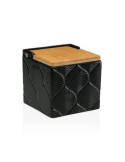 Salero Cuadrado Negro Hojas 11X11X11CM 22110133 [LOTE DE 6 Unidades] VERSA