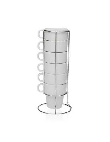 Set 6 Tazas Cafe con Stand Porcelana 150ML 20090596 [LOTE DE 4 Unidades] VERSA