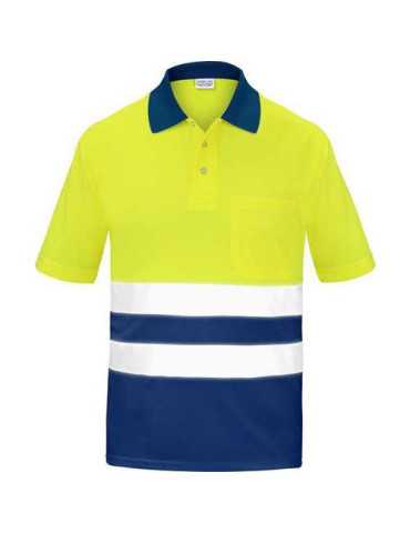 Polo Alta Visibilidad Bicolor Manga Corta Azul XS [LOTE DE 4 Unidades] VESIN